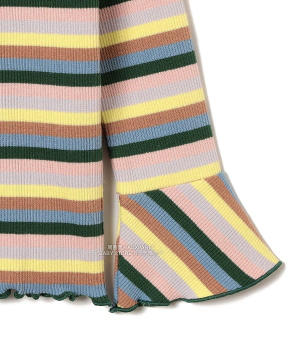 日本童裝 B:MING by BEAMS 條紋喇叭袖上衣 100-140cm 女童款 秋冬季 TOPS