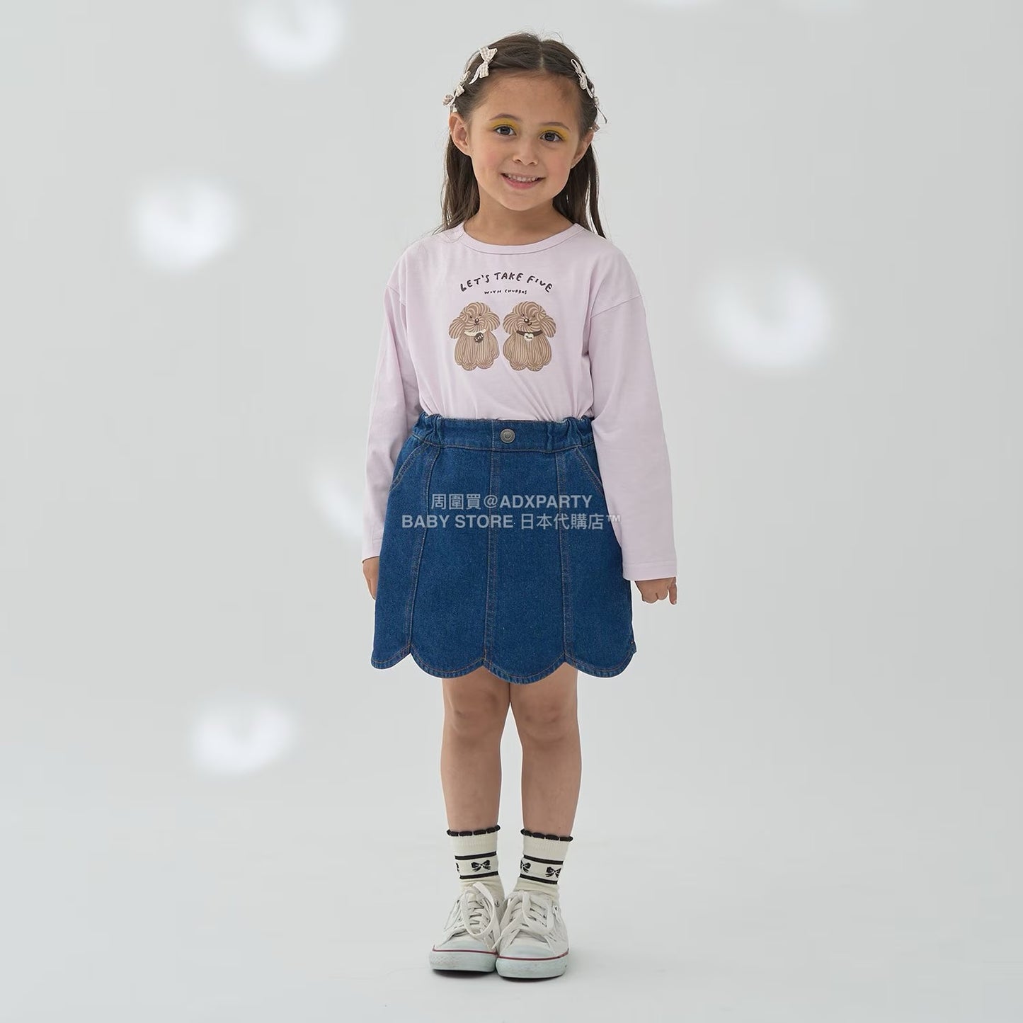 日本童裝 Ly# mine [柔軟棉] 印花長袖上衣 100-150cm 女童款 秋季 TOPS