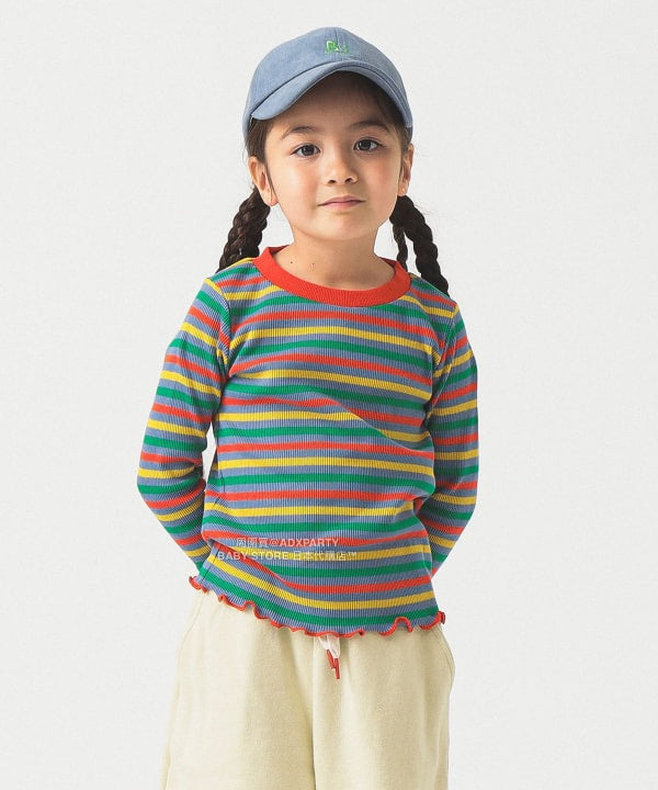 日本童裝 B:MING by BEAMS 條紋喇叭袖上衣 100-140cm 女童款 秋冬季 TOPS