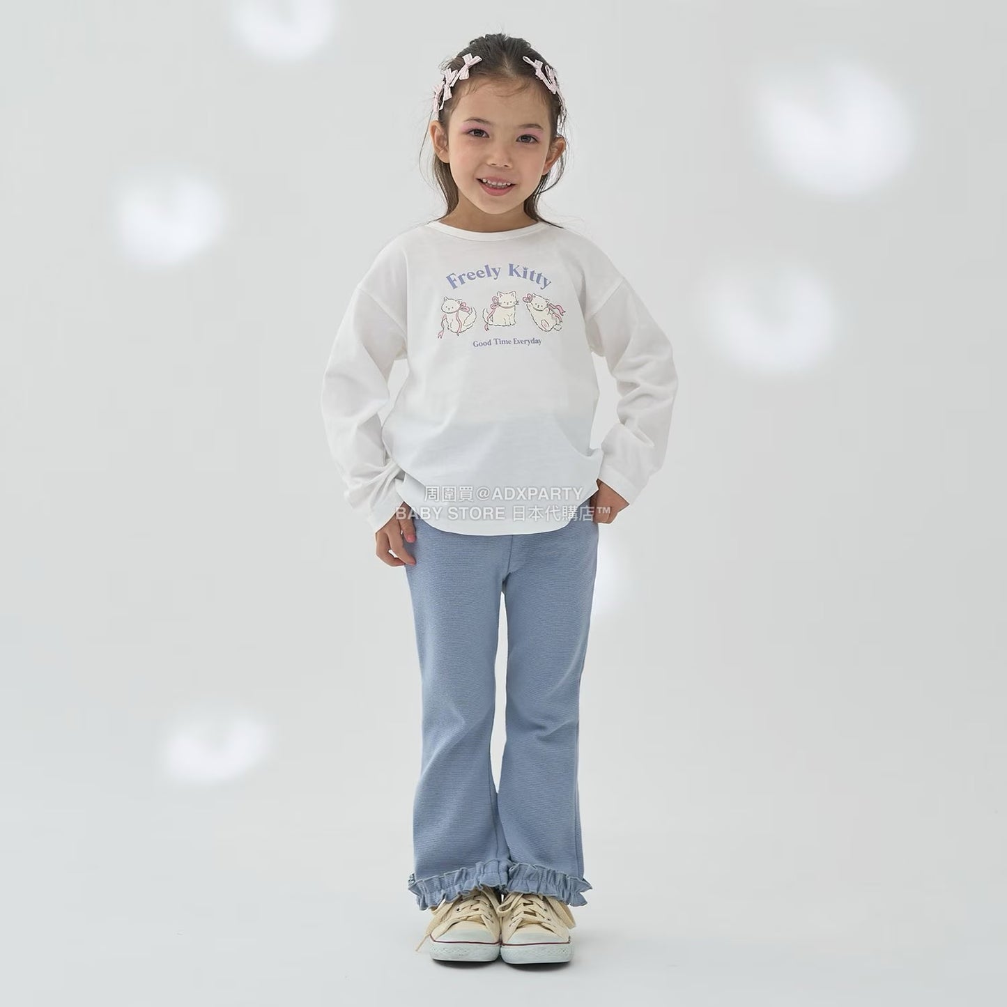 日本童裝 Ly# mine [柔軟棉] 印花長袖上衣 100-150cm 女童款 秋季 TOPS