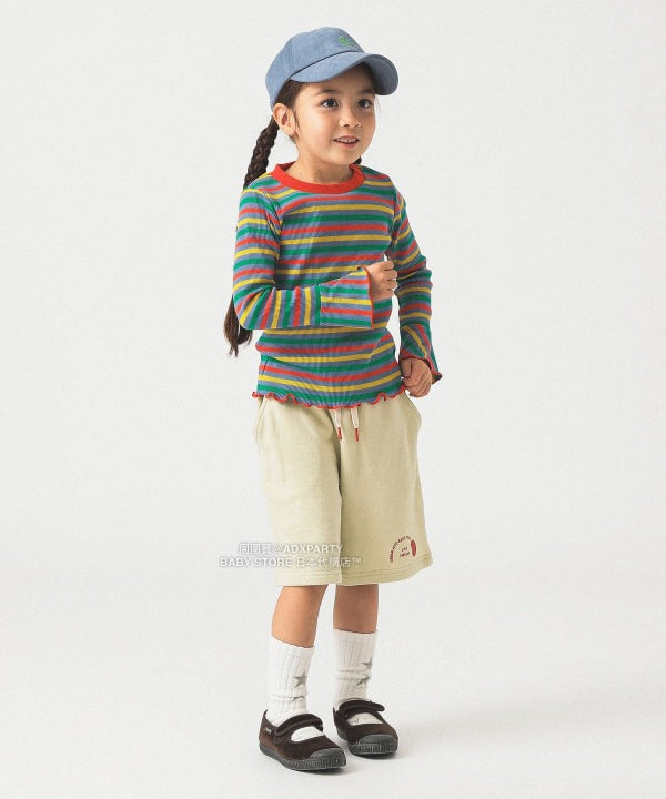 日本童裝 B:MING by BEAMS 條紋喇叭袖上衣 100-140cm 女童款 秋冬季 TOPS