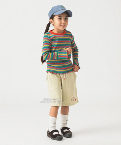 日本童裝 B:MING by BEAMS 條紋喇叭袖上衣 100-140cm 女童款 秋冬季 TOPS