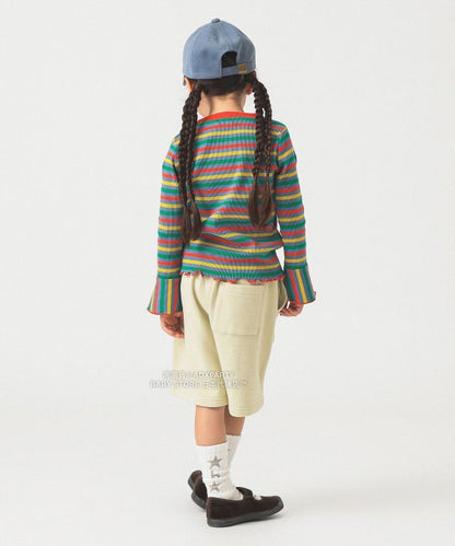 日本童裝 B:MING by BEAMS 條紋喇叭袖上衣 100-140cm 女童款 秋冬季 TOPS