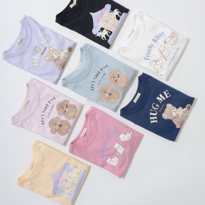 日本童裝 Ly# mine [柔軟棉] 印花長袖上衣 100-150cm 女童款 秋季 TOPS