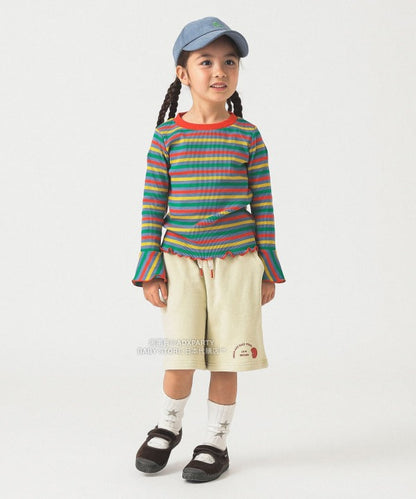 日本童裝 B:MING by BEAMS 條紋喇叭袖上衣 100-140cm 女童款 秋冬季 TOPS