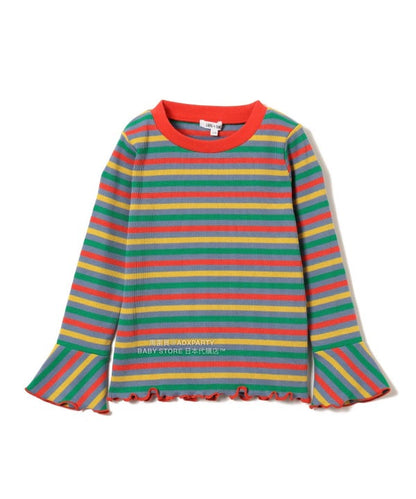 日本童裝 B:MING by BEAMS 條紋喇叭袖上衣 100-140cm 女童款 秋冬季 TOPS