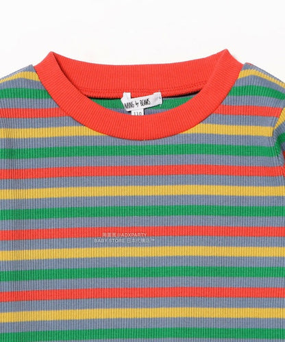 日本童裝 B:MING by BEAMS 條紋喇叭袖上衣 100-140cm 女童款 秋冬季 TOPS