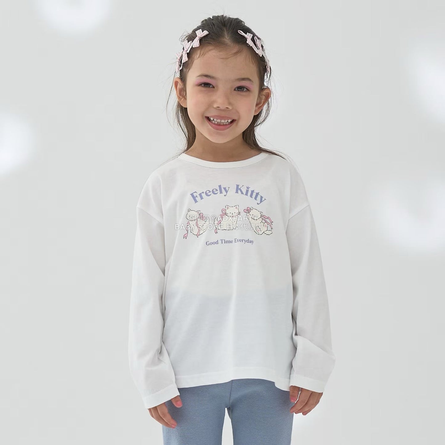 日本童裝 Ly# mine [柔軟棉] 印花長袖上衣 100-150cm 女童款 秋季 TOPS