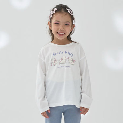 日本童裝 Ly# mine [柔軟棉] 印花長袖上衣 100-150cm 女童款 秋季 TOPS