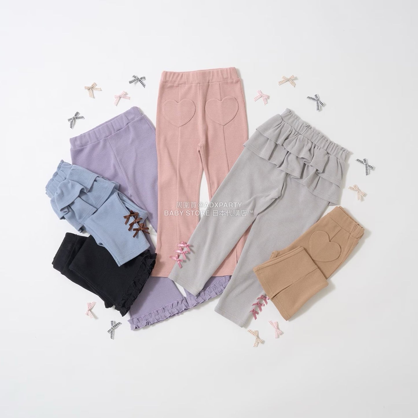 日本童裝 Ly# mine 後背荷葉邊蝴蝶結長褲 100-140cm 女童款 秋季 PANTS