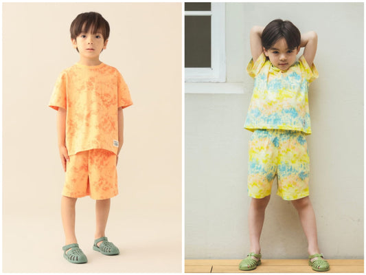 日本童裝 BE#AMS mini 扎染印花兩件套裝 90-150cm 男童款 夏季 TOPS PANTS