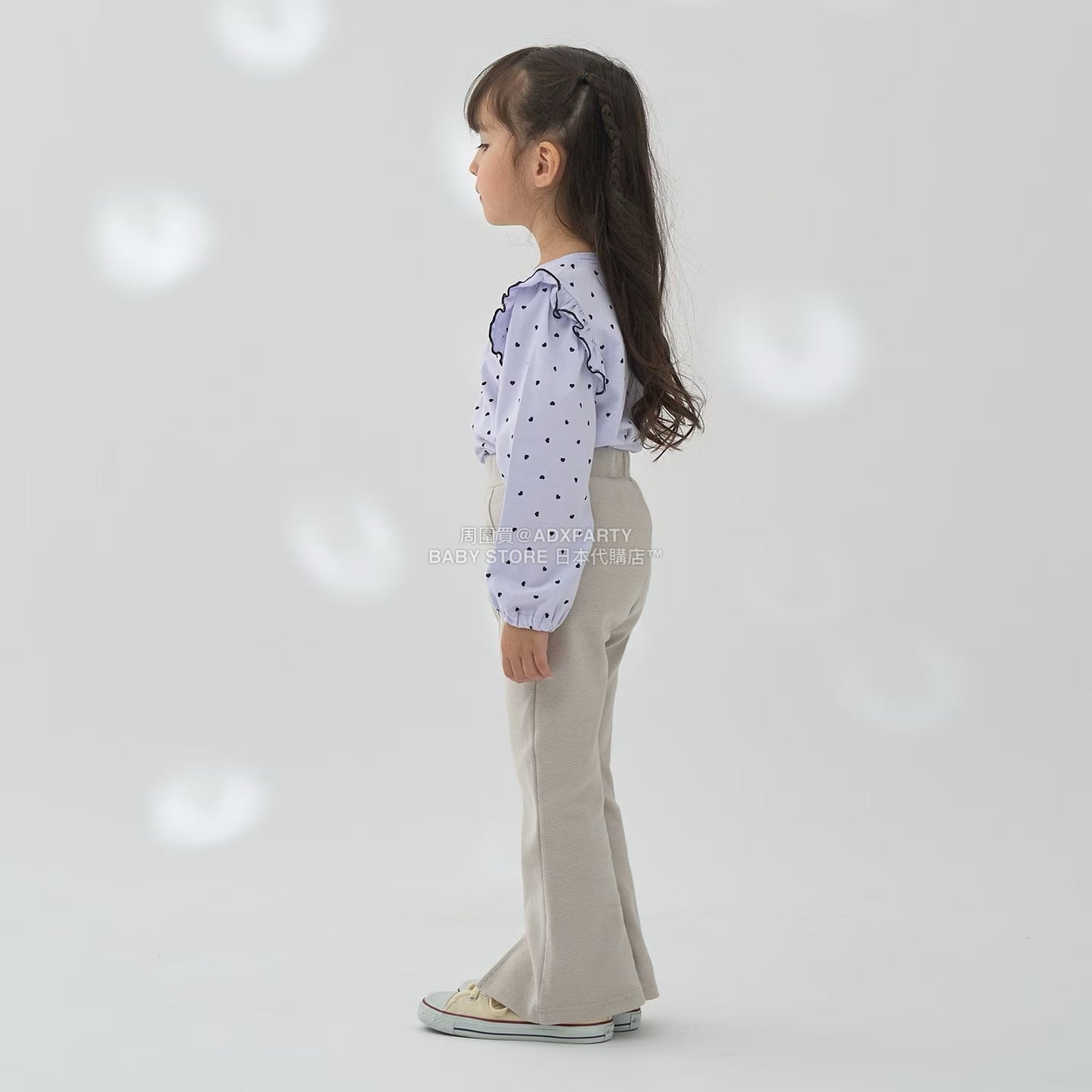 日本童裝 Ly# mine 心型口袋下擺開衩喇叭長褲 100-140cm 女童款 秋季 PANTS