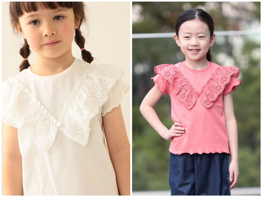 日本童裝 BE#AMS mini 棉質蕾絲上衣 90-140cm 女童款 夏季 TOPS