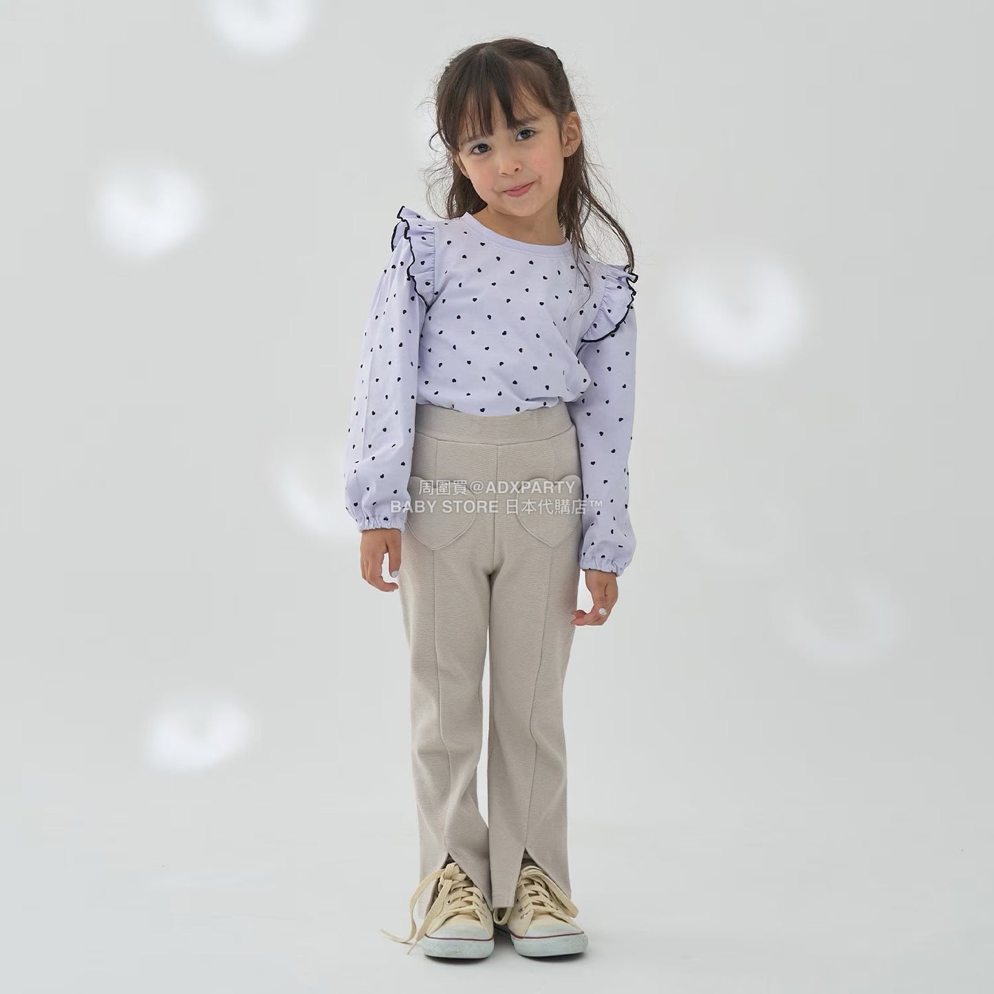 日本童裝 Ly# mine 心型口袋下擺開衩喇叭長褲 100-140cm 女童款 秋季 PANTS
