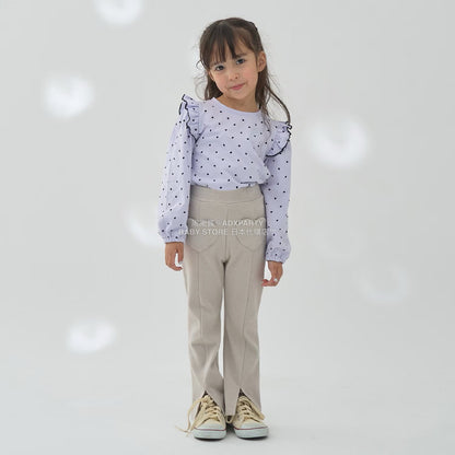 日本童裝 Ly# mine 心型口袋下擺開衩喇叭長褲 100-140cm 女童款 秋季 PANTS