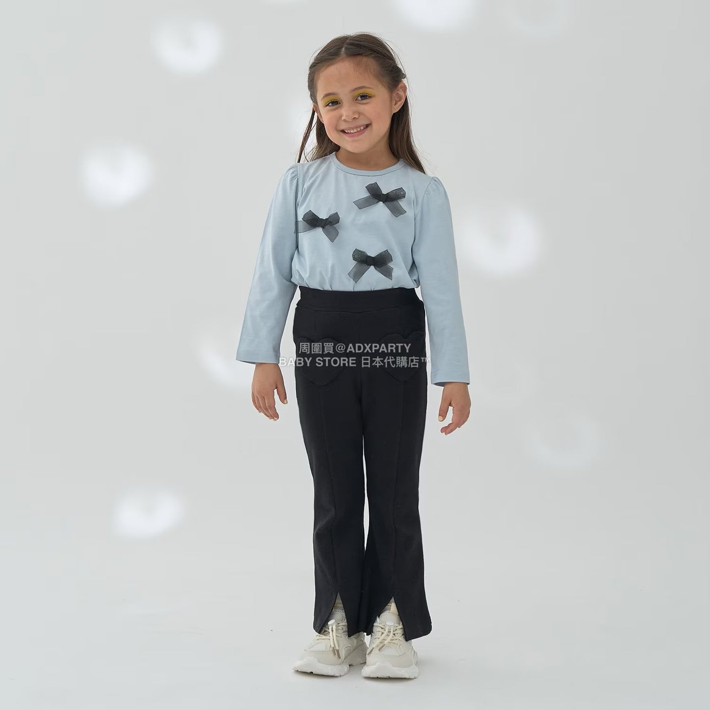 日本童裝 Ly# mine 心型口袋下擺開衩喇叭長褲 100-140cm 女童款 秋季 PANTS