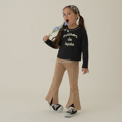 日本童裝 Ly# mine 心型口袋下擺開衩喇叭長褲 100-140cm 女童款 秋季 PANTS