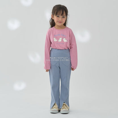 日本童裝 Ly# mine 心型口袋下擺開衩喇叭長褲 100-140cm 女童款 秋季 PANTS