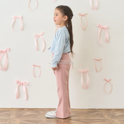 日本童裝 Ly# mine 心型口袋下擺開衩喇叭長褲 100-140cm 女童款 秋季 PANTS