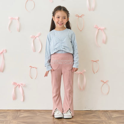 日本童裝 Ly# mine 心型口袋下擺開衩喇叭長褲 100-140cm 女童款 秋季 PANTS
