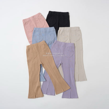 日本童裝 Ly# mine 心型口袋下擺開衩喇叭長褲 100-140cm 女童款 秋季 PANTS