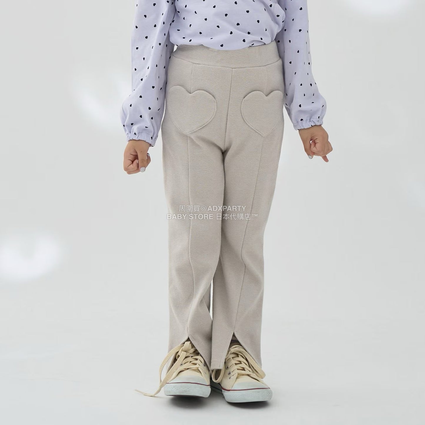 日本童裝 Ly# mine 心型口袋下擺開衩喇叭長褲 100-140cm 女童款 秋季 PANTS
