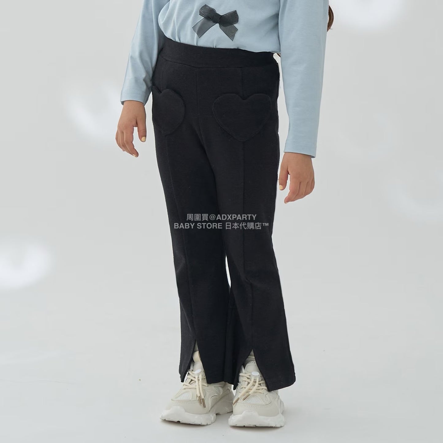 日本童裝 Ly# mine 心型口袋下擺開衩喇叭長褲 100-140cm 女童款 秋季 PANTS
