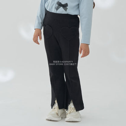 日本童裝 Ly# mine 心型口袋下擺開衩喇叭長褲 100-140cm 女童款 秋季 PANTS
