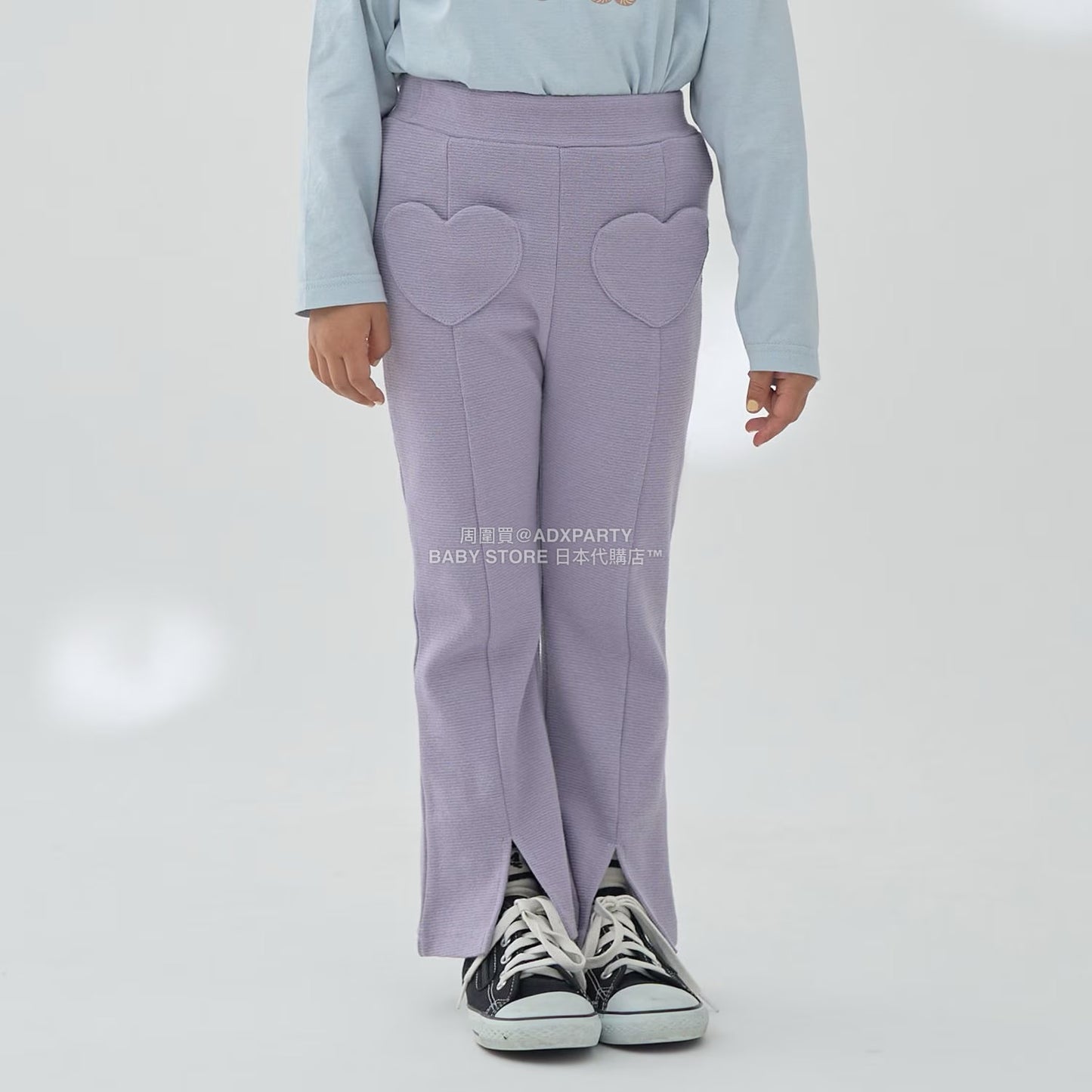 日本童裝 Ly# mine 心型口袋下擺開衩喇叭長褲 100-140cm 女童款 秋季 PANTS