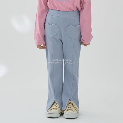 日本童裝 Ly# mine 心型口袋下擺開衩喇叭長褲 100-140cm 女童款 秋季 PANTS