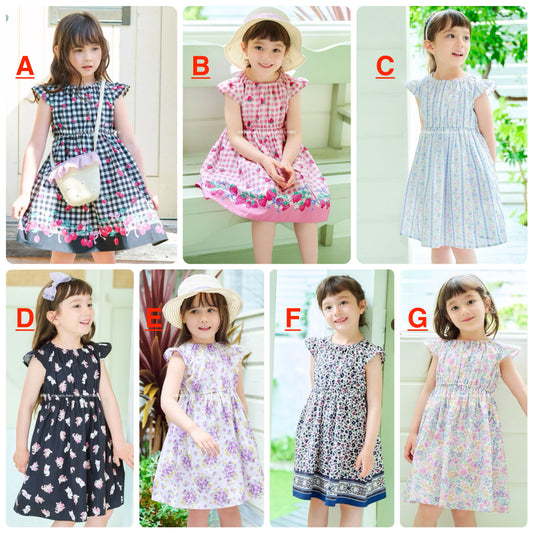 Japanese children's clothing aF#a325 small flying sleeve dress 90-160cm girls summer dresses 