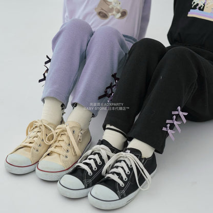 日本童裝 Ly# mine 後背荷葉邊蝴蝶結長褲 100-140cm 女童款 秋季 PANTS