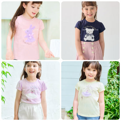 Japanese children's clothing aF#a325 3D printed top 90-160cm girls summer TOPS 