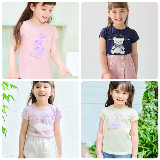 Japanese children's clothing aF#a325 3D printed top 90-160cm girls summer TOPS 