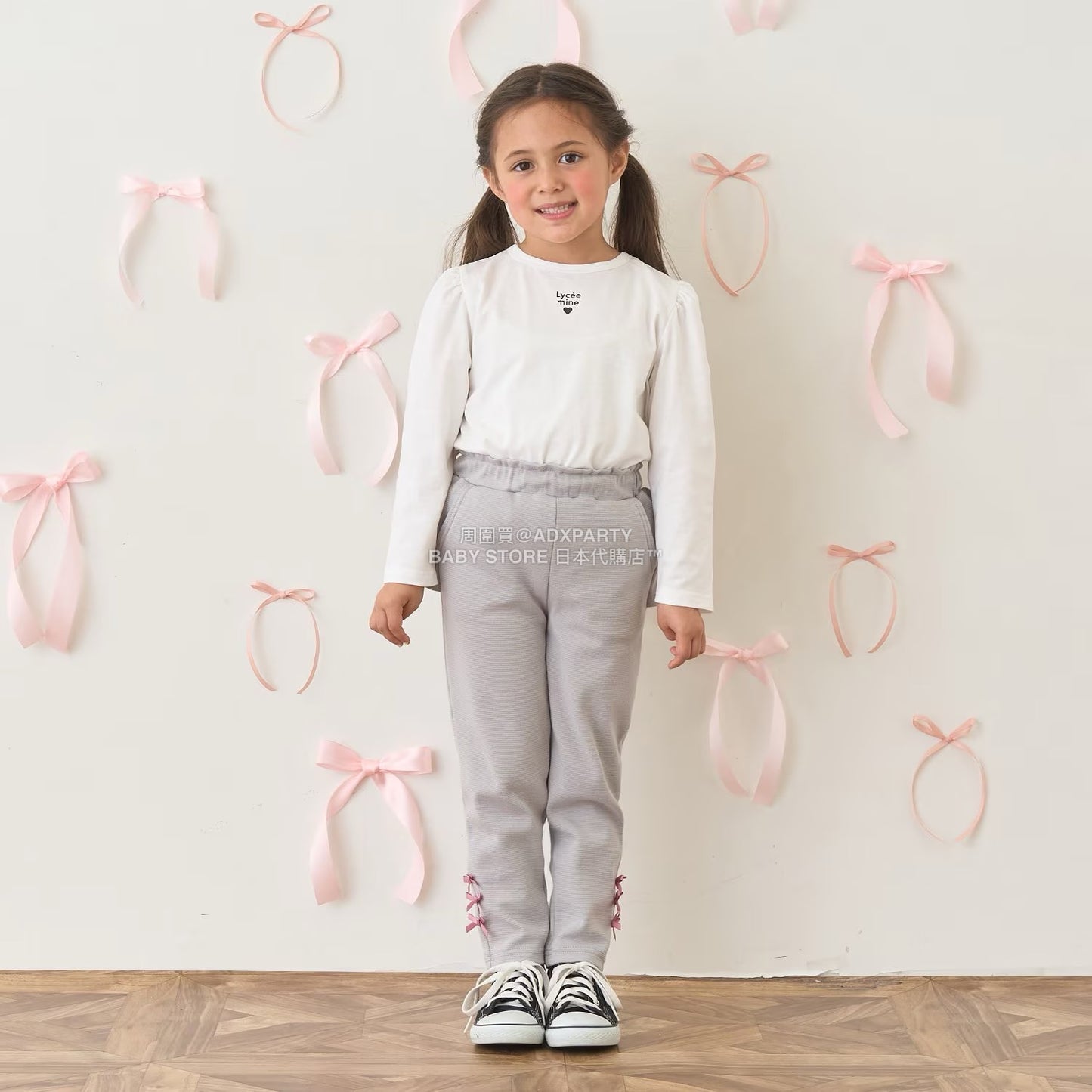日本童裝 Ly# mine 後背荷葉邊蝴蝶結長褲 100-140cm 女童款 秋季 PANTS