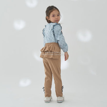 日本童裝 Ly# mine 後背荷葉邊蝴蝶結長褲 100-140cm 女童款 秋季 PANTS