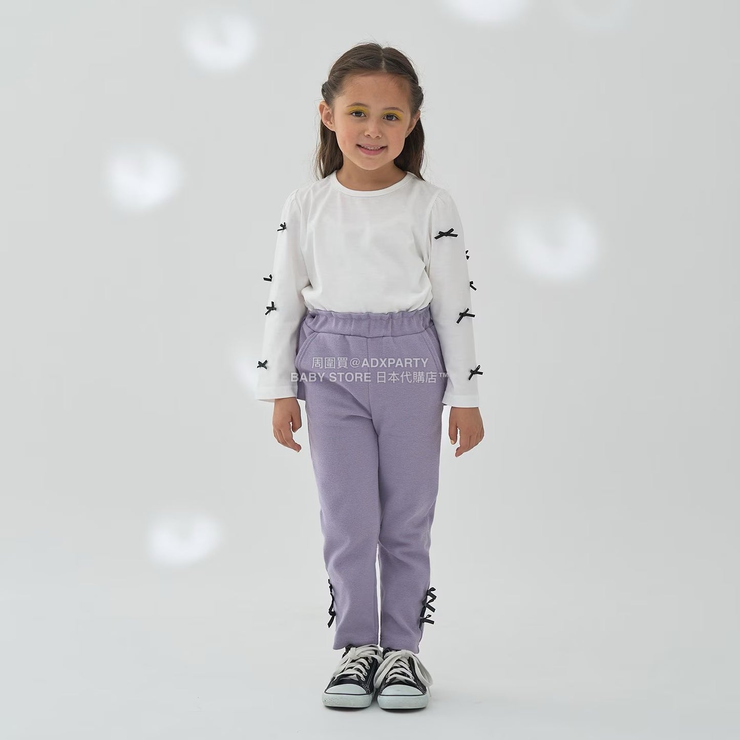 日本童裝 Ly# mine 後背荷葉邊蝴蝶結長褲 100-140cm 女童款 秋季 PANTS