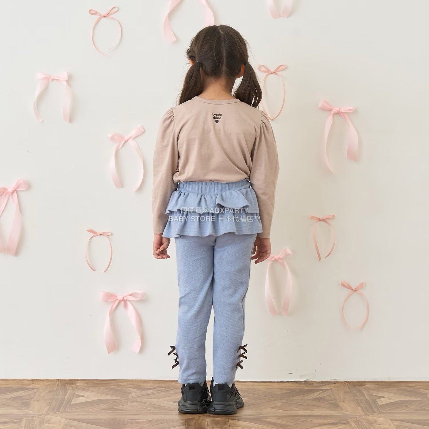 日本童裝 Ly# mine 後背荷葉邊蝴蝶結長褲 100-140cm 女童款 秋季 PANTS