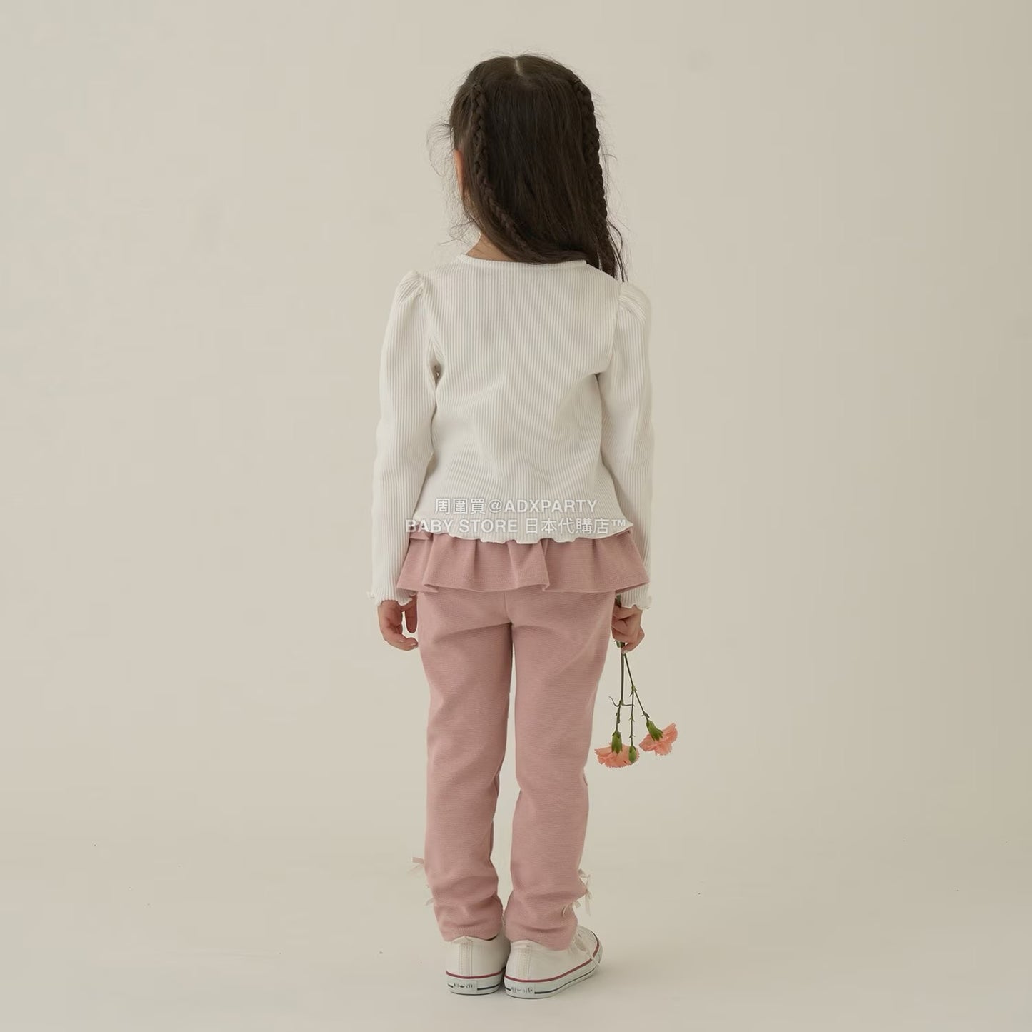 日本童裝 Ly# mine 後背荷葉邊蝴蝶結長褲 100-140cm 女童款 秋季 PANTS