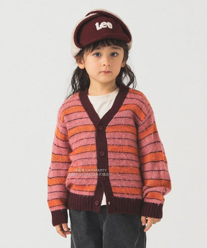 日本童裝 B:MING by BEAMS 毛茸茸條紋外套 90-140cm 男童款/女童款 秋冬季 OUTERWEAR 聖誕紅/新年紅