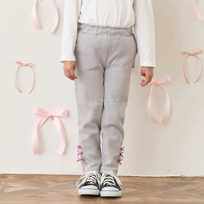 日本童裝 Ly# mine 後背荷葉邊蝴蝶結長褲 100-140cm 女童款 秋季 PANTS