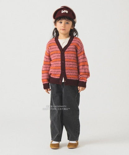 日本童裝 B:MING by BEAMS 毛茸茸條紋外套 90-140cm 男童款/女童款 秋冬季 OUTERWEAR 聖誕紅/新年紅