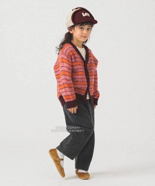 日本童裝 B:MING by BEAMS 毛茸茸條紋外套 90-140cm 男童款/女童款 秋冬季 OUTERWEAR 聖誕紅/新年紅