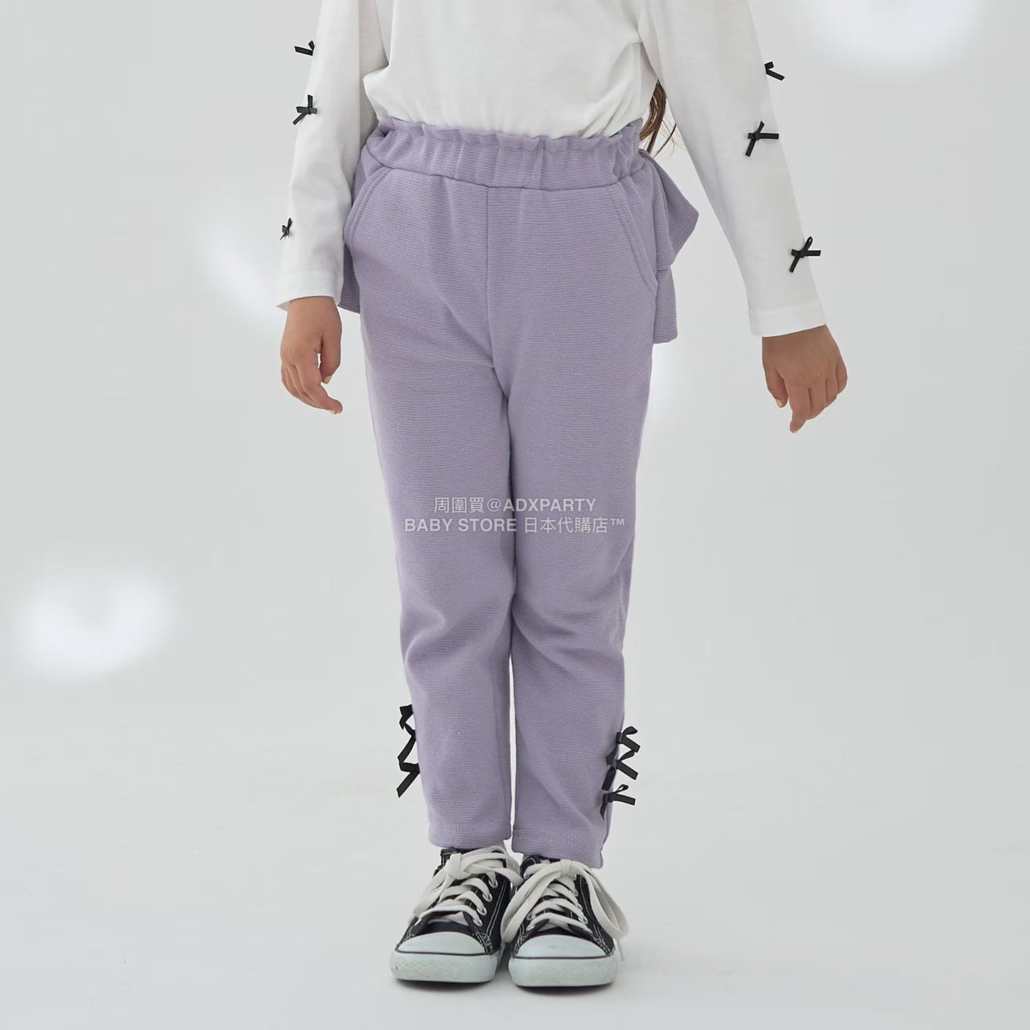日本童裝 Ly# mine 後背荷葉邊蝴蝶結長褲 100-140cm 女童款 秋季 PANTS
