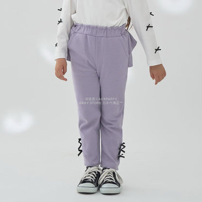日本童裝 Ly# mine 後背荷葉邊蝴蝶結長褲 100-140cm 女童款 秋季 PANTS