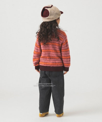 日本童裝 B:MING by BEAMS 毛茸茸條紋外套 90-140cm 男童款/女童款 秋冬季 OUTERWEAR 聖誕紅/新年紅