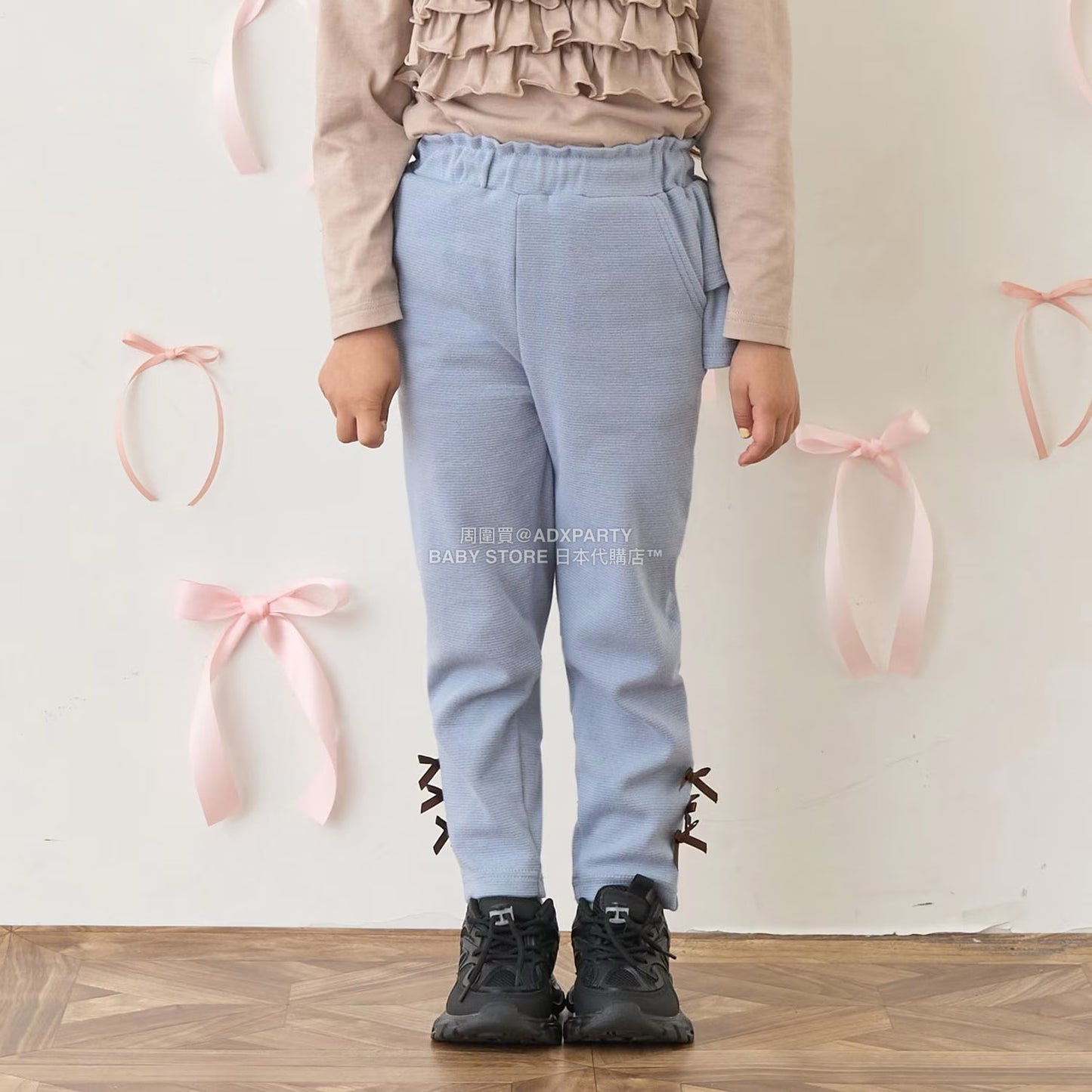 日本童裝 Ly# mine 後背荷葉邊蝴蝶結長褲 100-140cm 女童款 秋季 PANTS