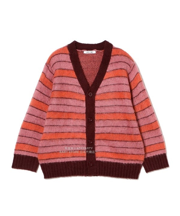 日本童裝 B:MING by BEAMS 毛茸茸條紋外套 90-140cm 男童款/女童款 秋冬季 OUTERWEAR 聖誕紅/新年紅