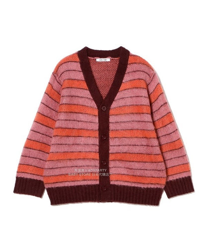 日本童裝 B:MING by BEAMS 毛茸茸條紋外套 90-140cm 男童款/女童款 秋冬季 OUTERWEAR 聖誕紅/新年紅