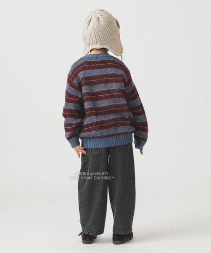 日本童裝 B:MING by BEAMS 毛茸茸條紋外套 90-140cm 男童款/女童款 秋冬季 OUTERWEAR 聖誕紅/新年紅